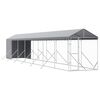 vidaXL Lauko voljeras &scaron;unims su stogu, sidabrinis, 2x14x2,5m, plienas