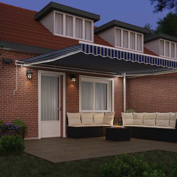 vidaXL I&scaron;traukiama markizė Mėlyna ir balta 450 &times; 300 cm