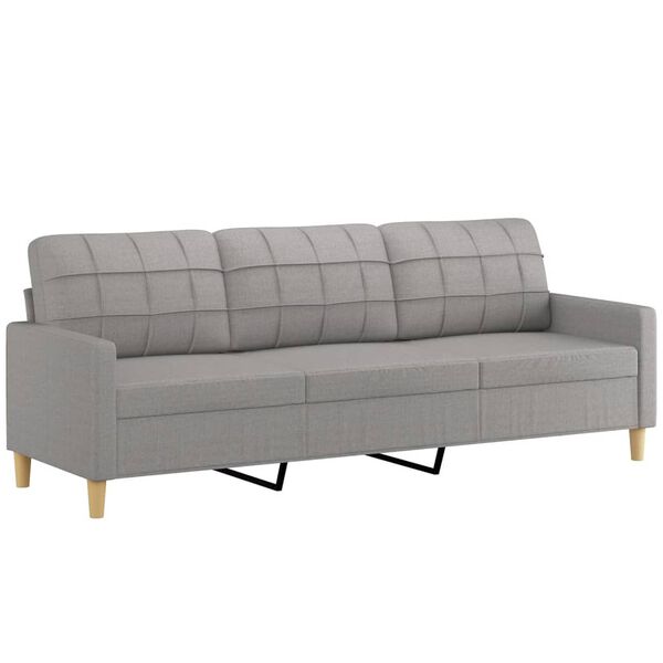 vidaXL Trivietė sofa, &scaron;viesiai pilkos spalvos, 210cm, audinys