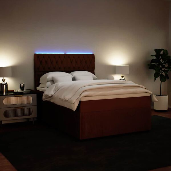 vidaXL Lova su spyruoklėmis ir čiužiniu, rožinė, 140x200 cm, aksomas