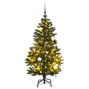 vidaXL Kalėdų eglutė su &scaron;arnyrinėmis &scaron;akomis/LED/žaisliukais, 120cm