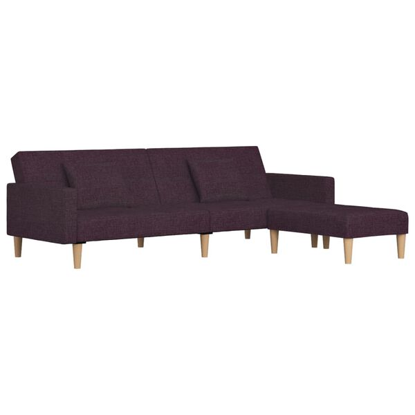 vidaXL Dvivietė sofa-lova su pagalvėmis ir pakoja, violetinė, audinys