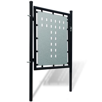 vidaXL Viengubi vartai, juodos spalvos, 100x125cm