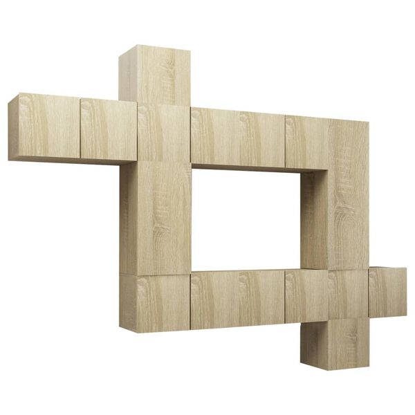 vidaXL Televizoriaus spintelių komplektas, 10 dalių, ąžuolo, mediena