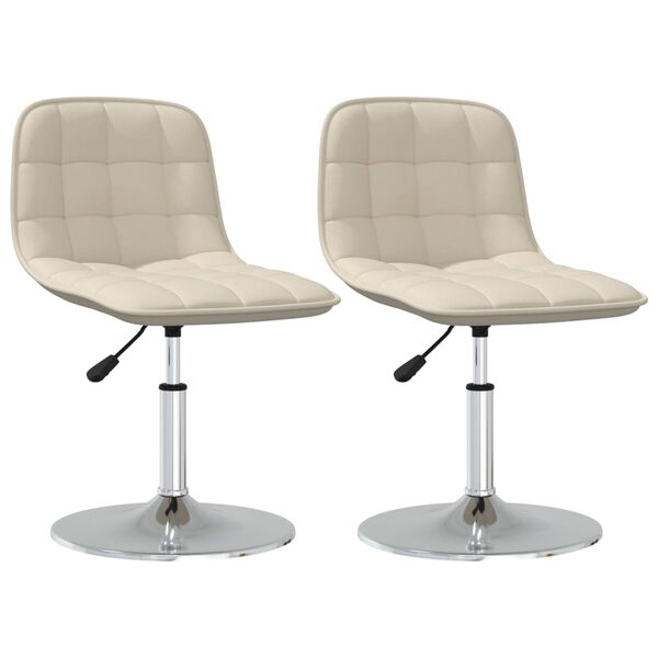 vidaXL Pasukamos valgomojo kėdės, 2vnt., kreminės spalvos, audinys