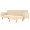 vidaXL Dvivietė sofa-lova su pakoja ir pagalvėmis, kreminė, audinys