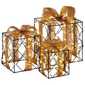 vidaXL Ap&scaron;viesta Kalėdinė Dovana 3 vnt. 150 LED &Scaron;ilta balta