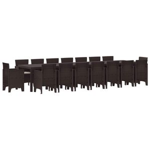 vidaXL Sodo valgomojo komplektas su pagalvėmis 17 pcs Ruda PP