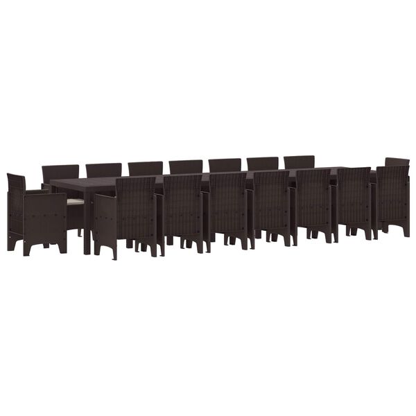 vidaXL Sodo valgomojo komplektas su pagalvėmis 17 pcs Ruda PP