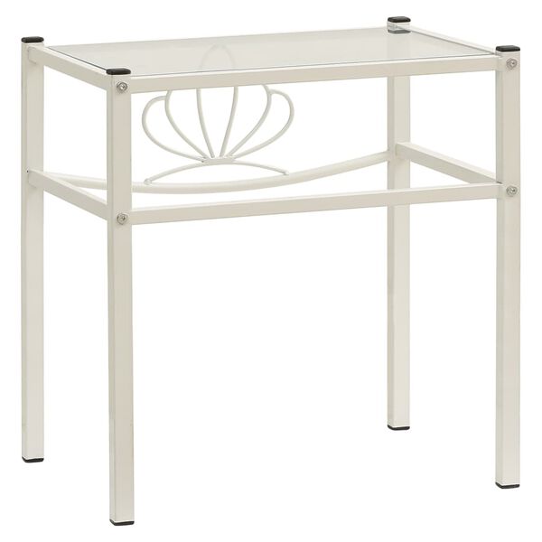 vidaXL Naktinės spintelės, 2vnt., baltos/skaidrios, metalas ir stiklas