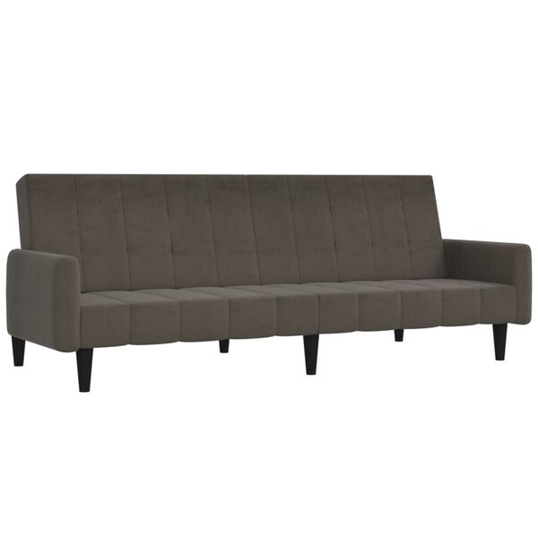 vidaXL Dvivietė sofa-lova, tamsiai pilka, mikropluo&scaron;to audinys