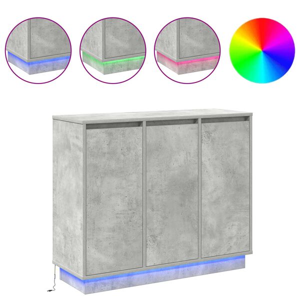 vidaXL LED Bufetas Betono pilka 90 x 32 x 75 cm Apdirbta mediena