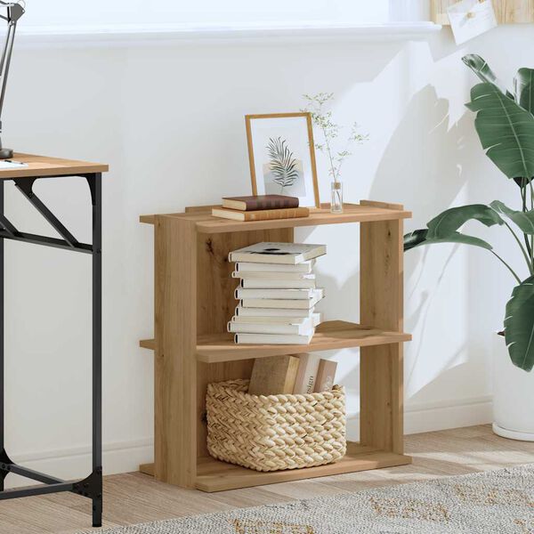 vidaXL Knygų spinta, 3 auk&scaron;tų, artisano, 60x30x60cm, apdirbta mediena