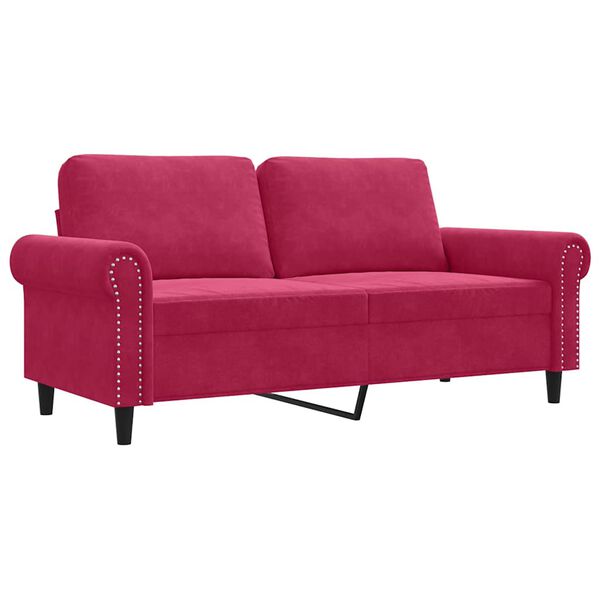 vidaXL Dvivietė sofa, raudonojo vyno spalvos, 140cm, aksomas