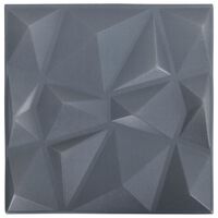 vidaXL 3D sienų plokštės, 12vnt., deimantų pilkos, 50x50cm, 3m²