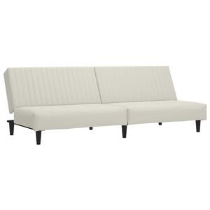 vidaXL Dvivietė sofa-lova, kreminės spalvos, aksomas