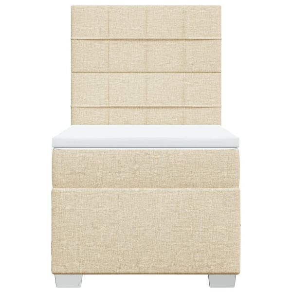 vidaXL Lova su spyruoklėmis ir čiužiniu, kreminė, 100x200cm, audinys