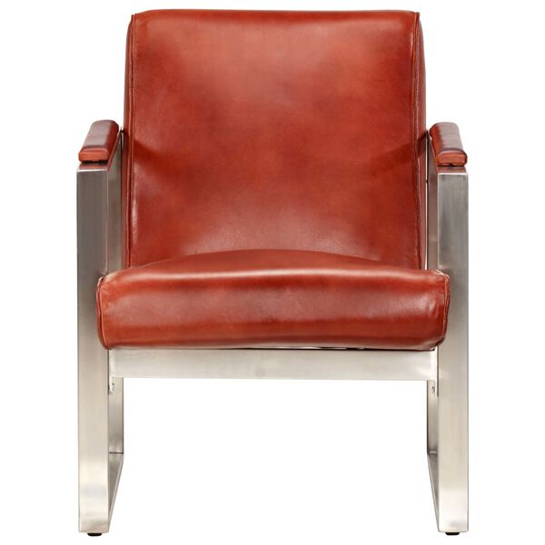 vidaXL Krėslas, rudos spalvos, 60x73x77cm, tikra oda