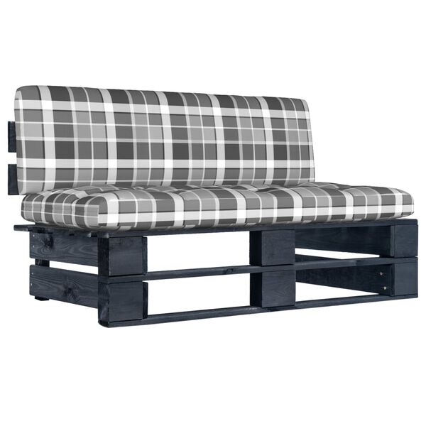 vidaXL Vidurinė sodo sofos dalis iš palečių, juodai impregnuota pušis