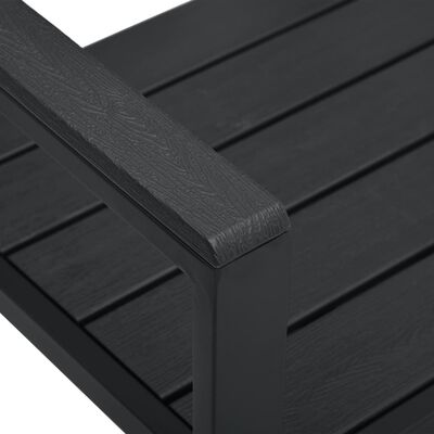 vidaXL Sodo suoliukas, juodos spalvos, 120cm, HDPE, medienos imitacija