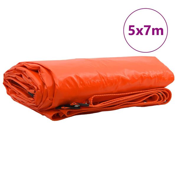 vidaXL Tentinis audinys 650g / m² Oranžinė 5 x 7 m Drobė su PVC danga