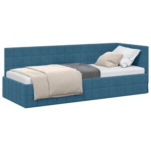 vidaXL Kampinė lovos konstrukcija Mėlyna 80 cm x 200 cm Aksomas