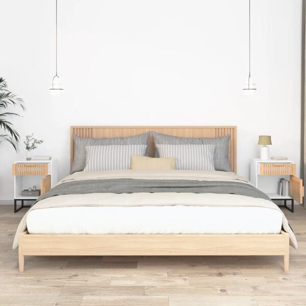 vidaXL Naktinės spintelės, 2vnt., baltos, 40x30x55,5cm, mediena