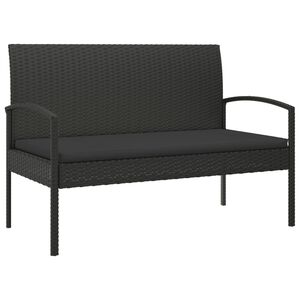 vidaXL Sodo suoliukas su pagalvėle, juodas, 105cm, poliratanas