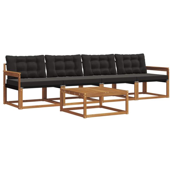 vidaXL Lauko sofos komplektas su pagalve 5 pcs Natūrali ir juoda