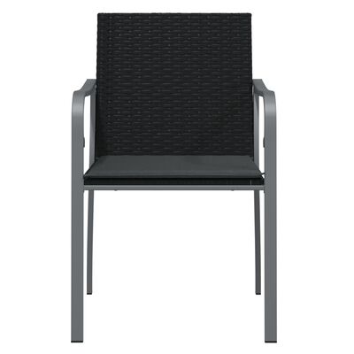 vidaXL Sodo kėdės su pagalvėmis, 6vnt., juodos, 56x59x84cm, ratanas