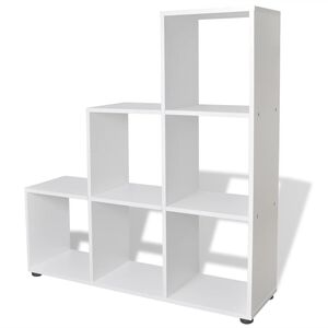 vidaXL Knygų lentyna, laiptų forma, 107cm, balta
