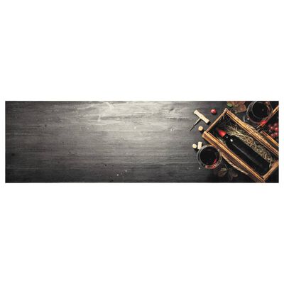 vidaXL Virtuvės kilimėlis, 45x150cm, aksomas, plaunamas, vyno butelys