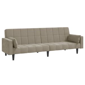 vidaXL Dvivietė sofa-lova su dvejomis pagalvėmis, pilka, aksomas