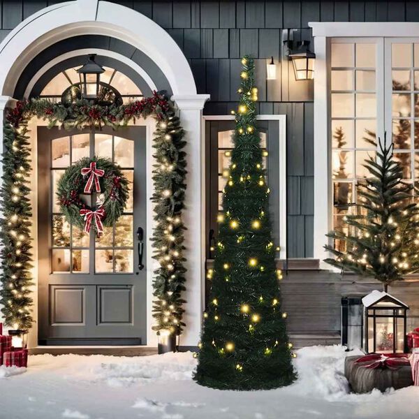 vidaXL I&scaron;skleidžiama ap&scaron;viesta dirbtinė Kalėdų eglutė, žalia, 150cm