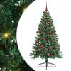 vidaXL Dirbtinis prie&scaron;&scaron;ventinis eglutė su &scaron;viesomis Žalia 150 cm PVC