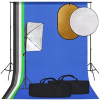 vidaXL Fotostudijos rinkinys su šviesdėžėmis, fonu ir reflektoriumi