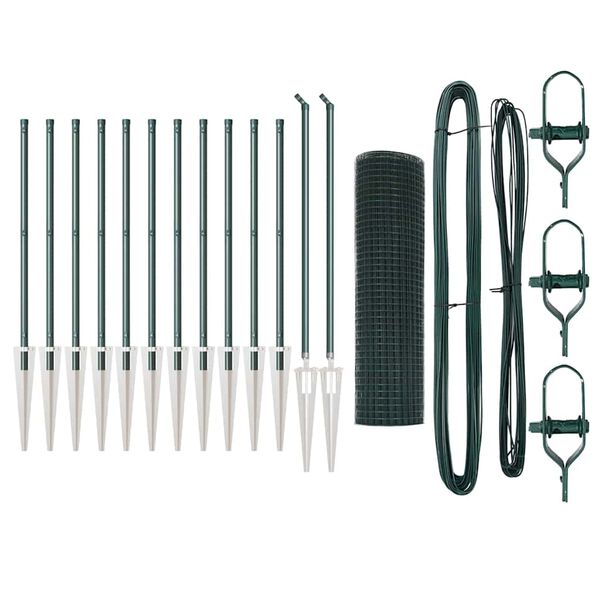 vidaXL Tvora su stulpais Žalia 0.8 x 25 m Plienas