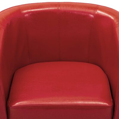 vidaXL Krėslas su pakoja, raudonos spalvos, dirbtinė oda