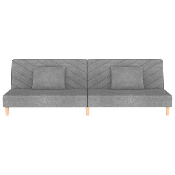 vidaXL Dvivietė sofa-lova su dvejomis pagalvėmis, pilka, audinys