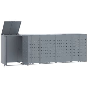 vidaXL Stoginė penkiems konteineriams, pilka, 345x79x117cm, plienas