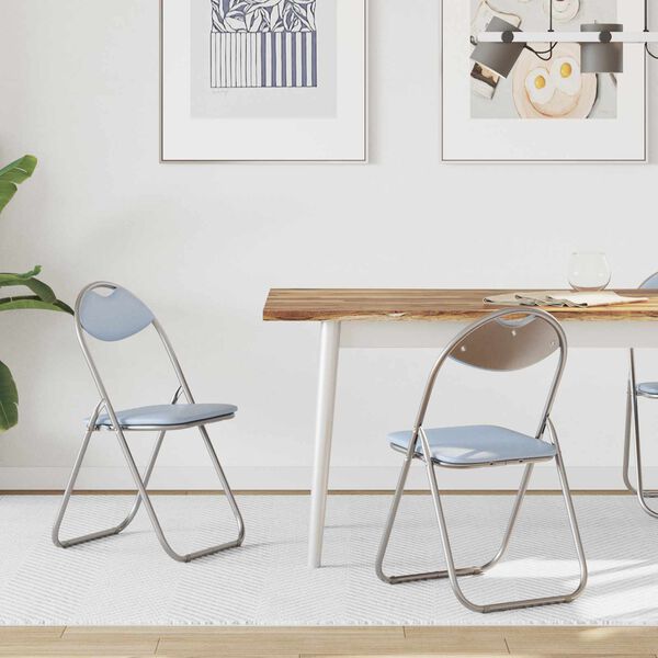 vidaXL Sulankstoma kėdė 2 pcs Pilka 48 x 43,5 x 81 cm Dirbtinė oda