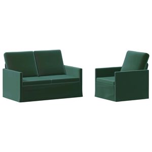 vidaXL Sofos komplektas 2 pcs Tamsiai žalia Aksomas