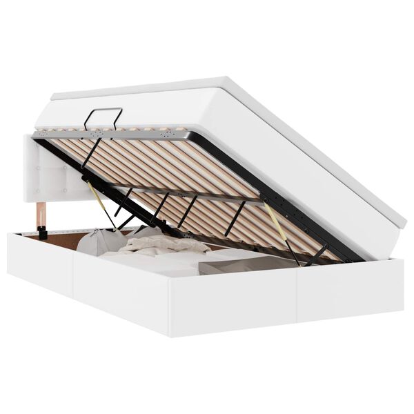 vidaXL Lova su daiktų laikymo vieta ir LED su LED Balta 120 x 190 cm