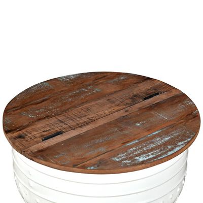 vidaXL Kavos staliukas, perdirbta mediena, statinės formos, baltas