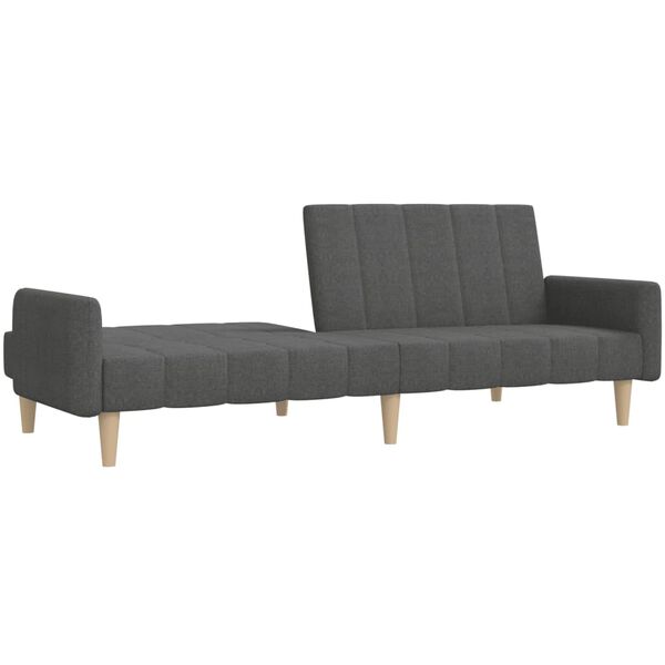 vidaXL Dvivietė sofa-lova, tamsiai pilkos spalvos, audinys