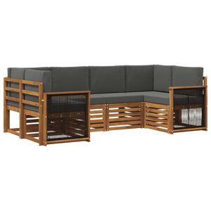 vidaXL Sekcijos sofų komplektas 5 pcs Natūralus ir antracitas