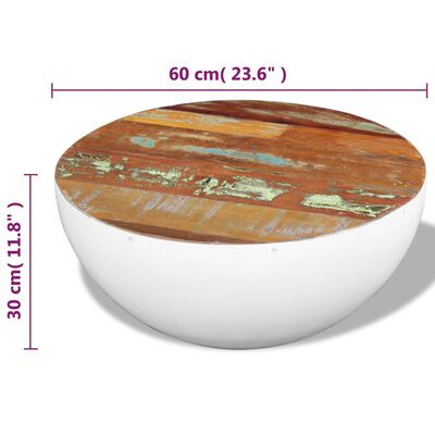 vidaXL Dubens formos kavos staliukas, perdirbta mediena, 60x60x30 cm
