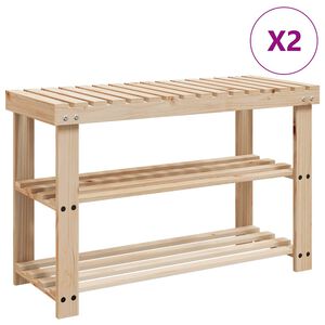 vidaXL Batų lentynos-suoliukai, 2vnt., medienos masyvas, 2-1