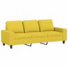 vidaXL Trivietė sofa su pakoja, šviesiai geltona, 180cm, audinys