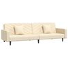 vidaXL Dvivietė sofa-lova su dvejomis pagalvėmis, kreminė, aksomas